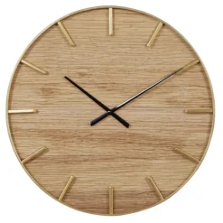 Kirkland's Home Natural Wood And Metal Numberless Wall Clock- Clocks