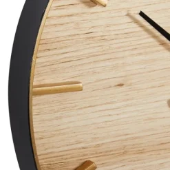 Kirkland's Home Natural Wood And Metal Numberless Wall Clock- Clocks