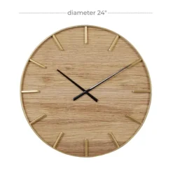 Kirkland's Home Natural Wood And Metal Numberless Wall Clock- Clocks