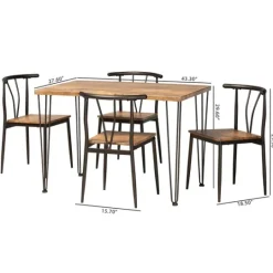 Kirkland's Home Natural Wood And Metal 5-Pc. Dining Set- Dining Tables