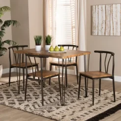 Kirkland's Home Natural Wood And Metal 5-Pc. Dining Set- Dining Tables