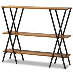 Kirkland's Home Natural Wood And Metal 3-Tier Console Table- Console Tables