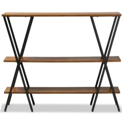 Kirkland's Home Natural Wood And Metal 3-Tier Console Table- Console Tables