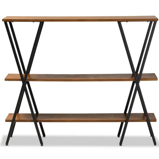 Kirkland's Home Natural Wood And Metal 3-Tier Console Table- Console Tables