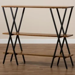 Kirkland's Home Natural Wood And Metal 3-Tier Console Table- Console Tables