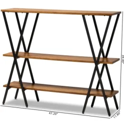 Kirkland's Home Natural Wood And Metal 3-Tier Console Table- Console Tables