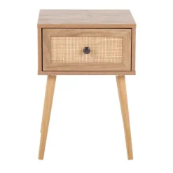 Kirkland's Home Natural Wood And Rat Drawer Accent Table- Accent & End Tables