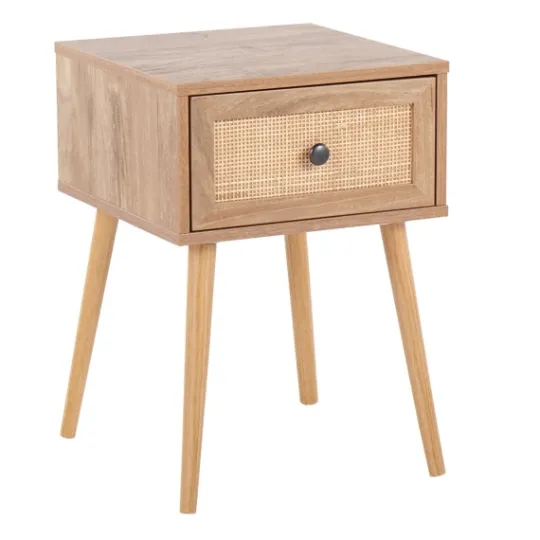 Kirkland's Home Natural Wood And Rat Drawer Accent Table- Accent & End Tables