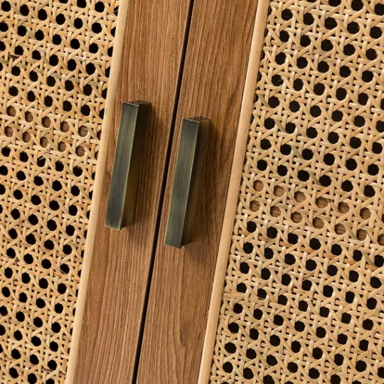 Kirkland's Home Natural Wood And Rattan 2-Door Cabinet- Cabinets & Sideboards