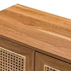 Kirkland's Home Natural Wood And Rattan 2-Door Cabinet- Cabinets & Sideboards