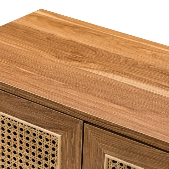 Kirkland's Home Natural Wood And Rattan 2-Door Cabinet- Cabinets & Sideboards