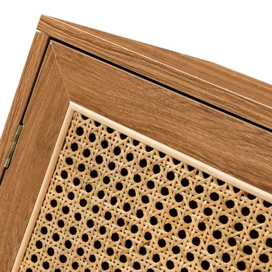 Kirkland's Home Natural Wood And Rattan 2-Door Cabinet- Cabinets & Sideboards