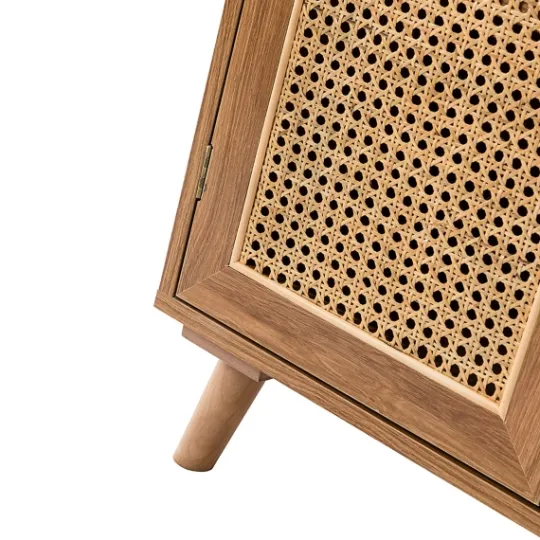 Kirkland's Home Natural Wood And Rattan 2-Door Cabinet- Cabinets & Sideboards