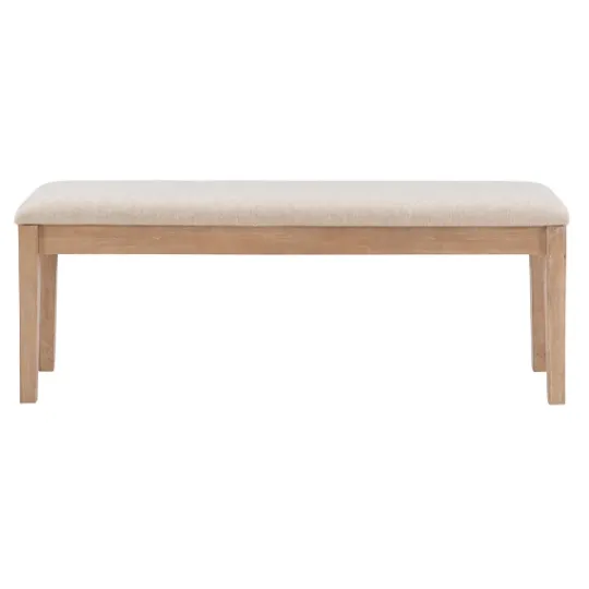 Kirkland's Home Natural Wood And Upholstered Seat Bench- Benches & Ottomans
