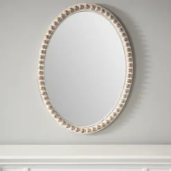 Kirkland's Home Natural Wood Beaded Frame Oval Mirror- Decorative Mirrors