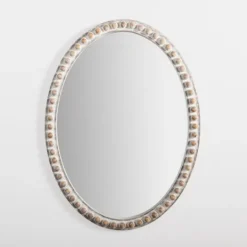 Kirkland's Home Natural Wood Beaded Oval Mirror- Decorative Mirrors