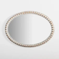 Kirkland's Home Natural Wood Beaded Oval Mirror- Decorative Mirrors