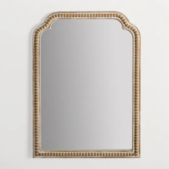 Kirkland's Home Natural Wood Beaded Scalloped Rectangular Mirror- Decorative Mirrors