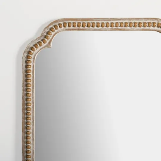 Kirkland's Home Natural Wood Beaded Scalloped Rectangular Mirror- Decorative Mirrors