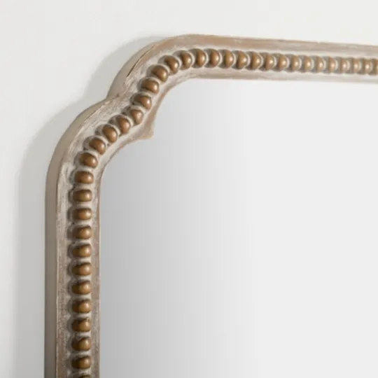 Kirkland's Home Natural Wood Beaded Scalloped Rectangular Mirror- Decorative Mirrors