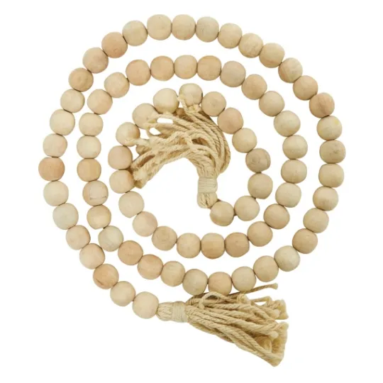 Kirkland's Home Natural Wood Beaded Tassel Garland- Decorative Accents