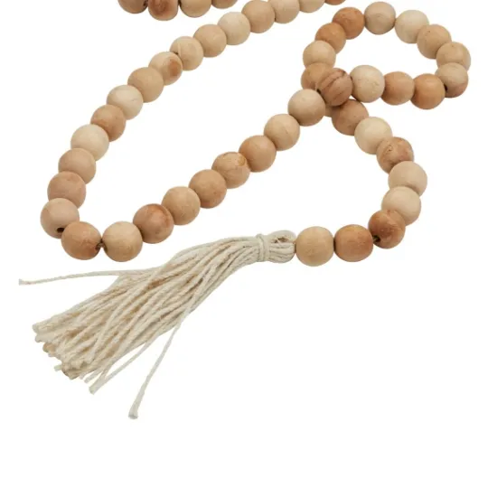 Kirkland's Home Natural Wood Beaded Tassel Garland- Decorative Accents