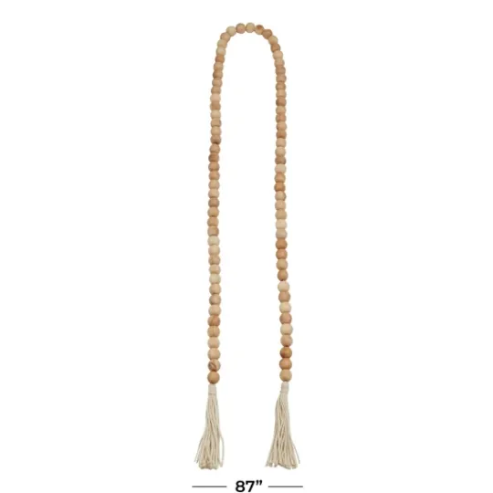 Kirkland's Home Natural Wood Beaded Tassel Garland- Decorative Accents