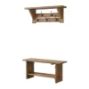 Kirkland's Home Natural Wood Bench And Hooks 2-Pc. Hall Tree Set- Entryway Furniture