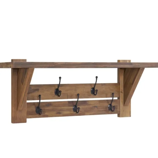 Kirkland's Home Natural Wood Bench And Hooks 2-Pc. Hall Tree Set- Entryway Furniture