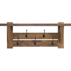 Kirkland's Home Natural Wood Bench And Hooks 2-Pc. Hall Tree Set- Entryway Furniture