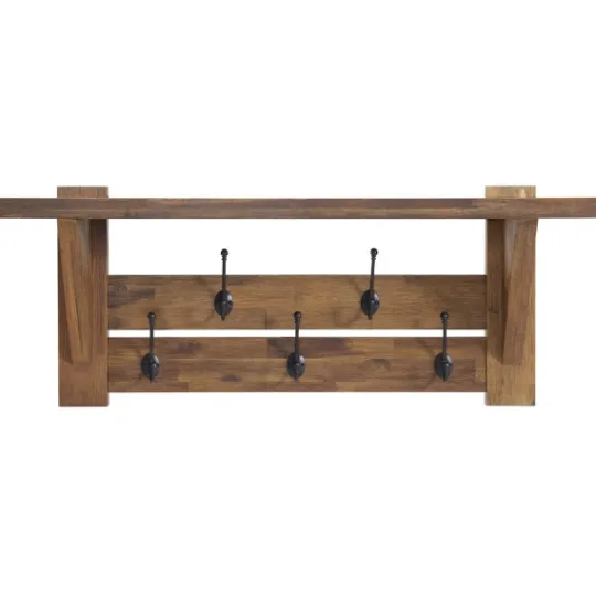 Kirkland's Home Natural Wood Bench And Hooks 2-Pc. Hall Tree Set- Entryway Furniture
