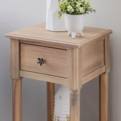 Kirkland's Home Natural Wood Coastal Compact Accent Table- Accent & End Tables