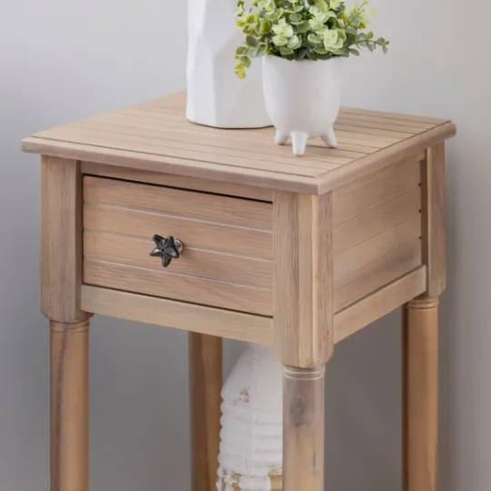 Kirkland's Home Natural Wood Coastal Compact Accent Table- Accent & End Tables
