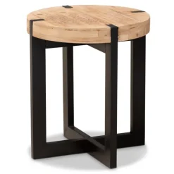 Kirkland's Home Natural Wood Cross Base Side Table- Accent & End Tables