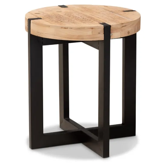 Kirkland's Home Natural Wood Cross Base Side Table- Accent & End Tables
