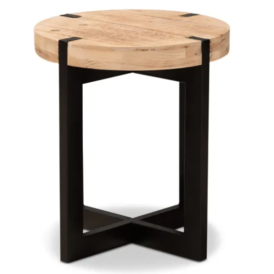 Kirkland's Home Natural Wood Cross Base Side Table- Accent & End Tables