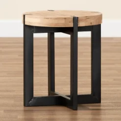 Kirkland's Home Natural Wood Cross Base Side Table- Accent & End Tables