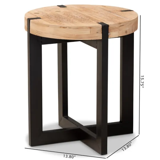 Kirkland's Home Natural Wood Cross Base Side Table- Accent & End Tables