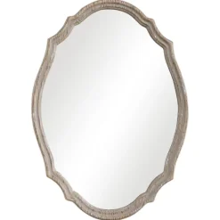 Kirkland's Home Natural Wood Distressed Curved Frame Mirror- Decorative Mirrors