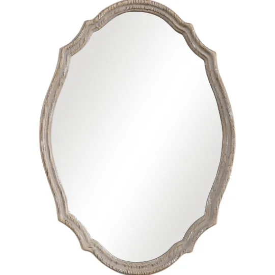 Kirkland's Home Natural Wood Distressed Curved Frame Mirror- Decorative Mirrors