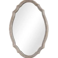 Kirkland's Home Natural Wood Distressed Curved Frame Mirror- Decorative Mirrors