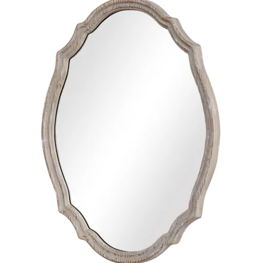 Kirkland's Home Natural Wood Distressed Curved Frame Mirror- Decorative Mirrors