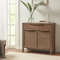 Kirkland's Home Natural Wood 2-Door Cane Webbing Chest- Cabinets & Sideboards