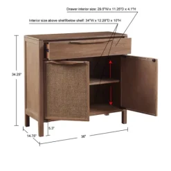 Kirkland's Home Natural Wood 2-Door Cane Webbing Chest- Cabinets & Sideboards