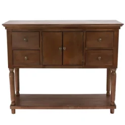 Kirkland's Home Natural Wood 2-Door 4-Drawer Buffet Console Table- Console Tables