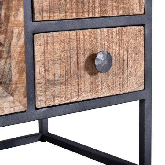 Kirkland's Home Natural Wood 3-Drawer Nights D With Cabinet- Nightstands