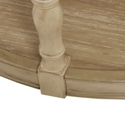 Kirkland's Home Natural Wood Finish Turned Leg Round Coffee Table- Coffee Tables