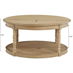 Kirkland's Home Natural Wood Finish Turned Leg Round Coffee Table- Coffee Tables