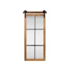 Kirkland's Home Natural Wood Frame Black Metal Window Mirror- Decorative Mirrors