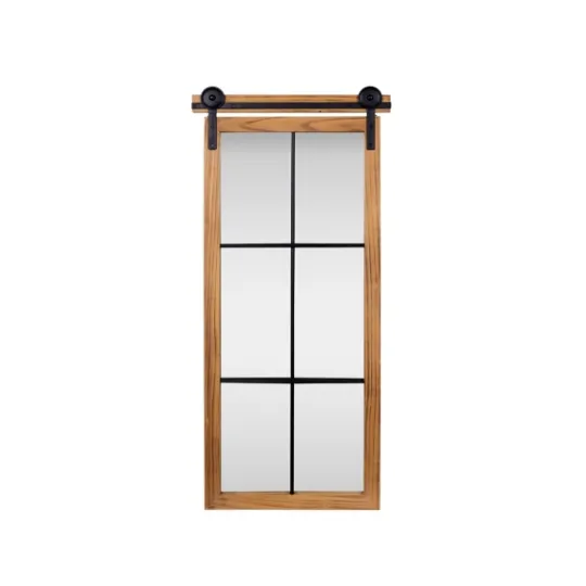 Kirkland's Home Natural Wood Frame Black Metal Window Mirror- Decorative Mirrors